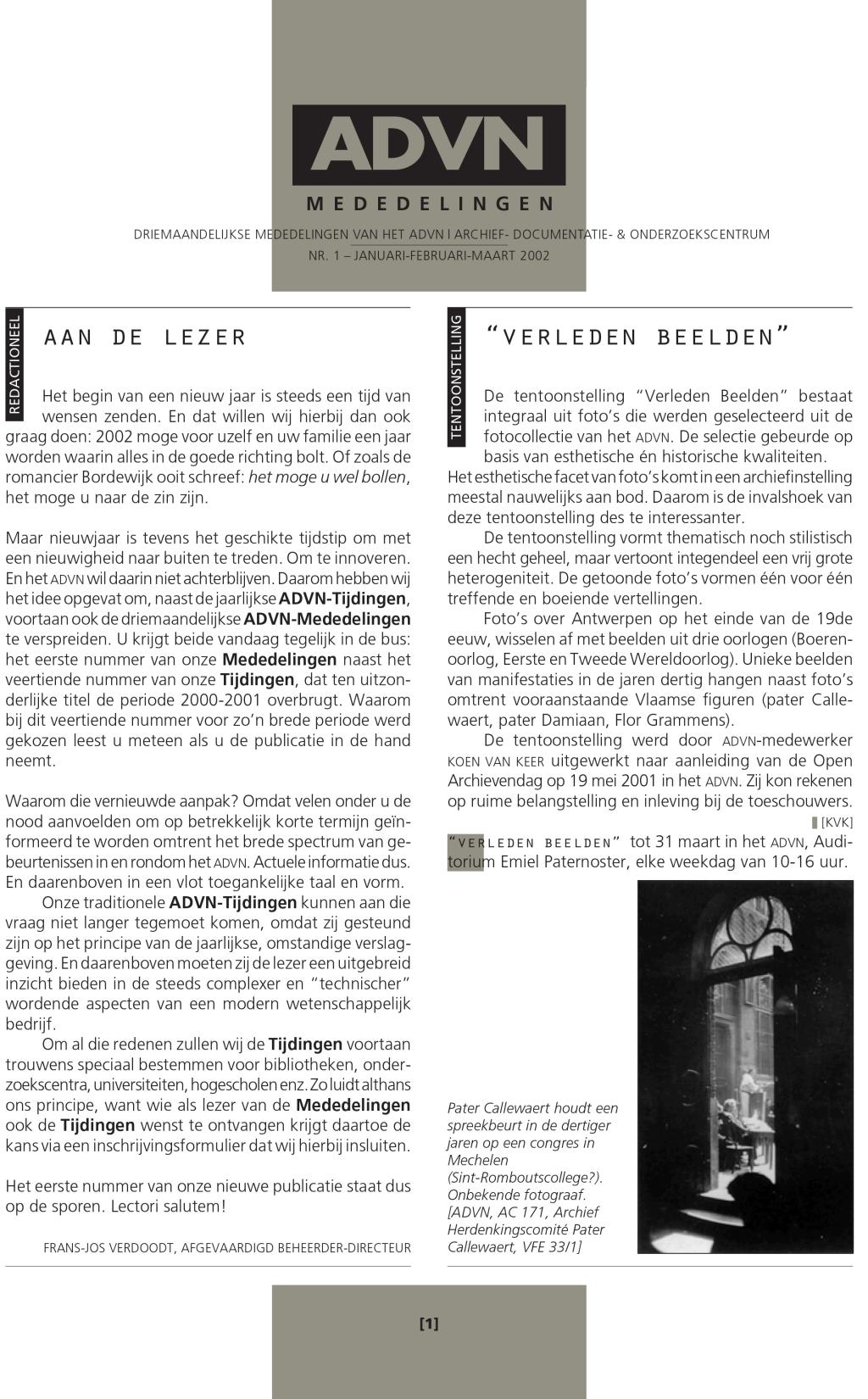 ADVN-Mededelingen 1