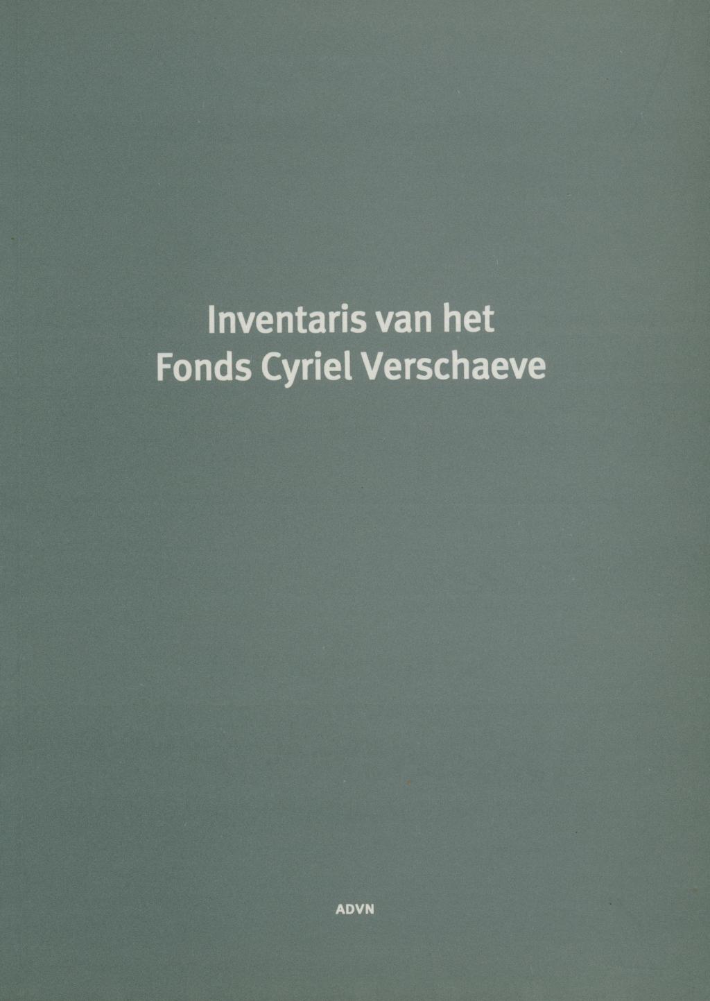 Inventaris van het Fonds Cyriel Verschaeve